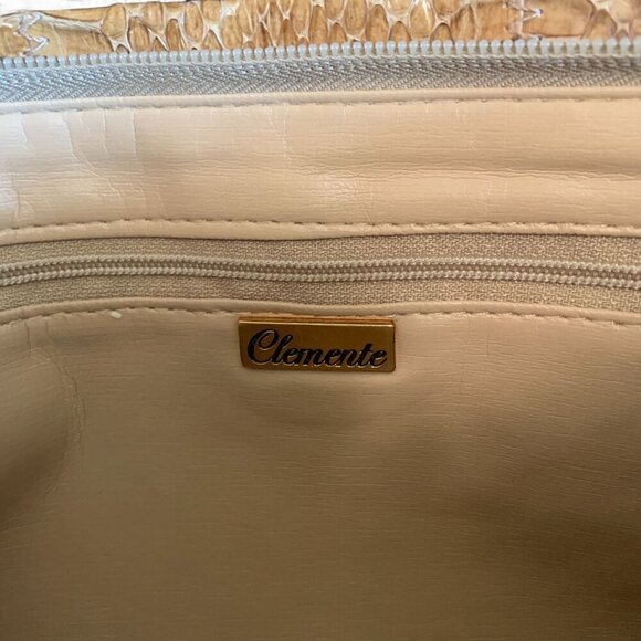 Vintage 1970s Clemente Genuine Python Clutch • Tan Exotic Snakeskin • Disco Era - Picture 10 of 11